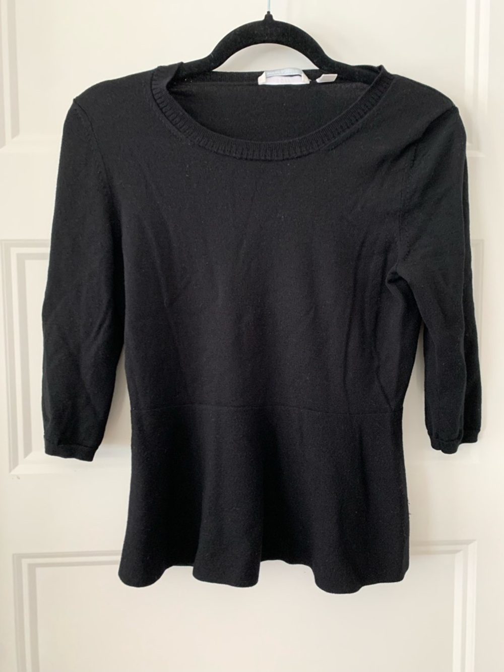 Hugo Boss , women's Merino superfine  Black Knit Peplum Top